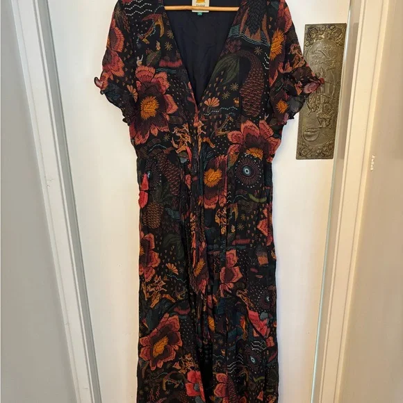 FARM Rio Black and Orange Flutter Sleeve Maxi Sundress - Picture 2 of 11